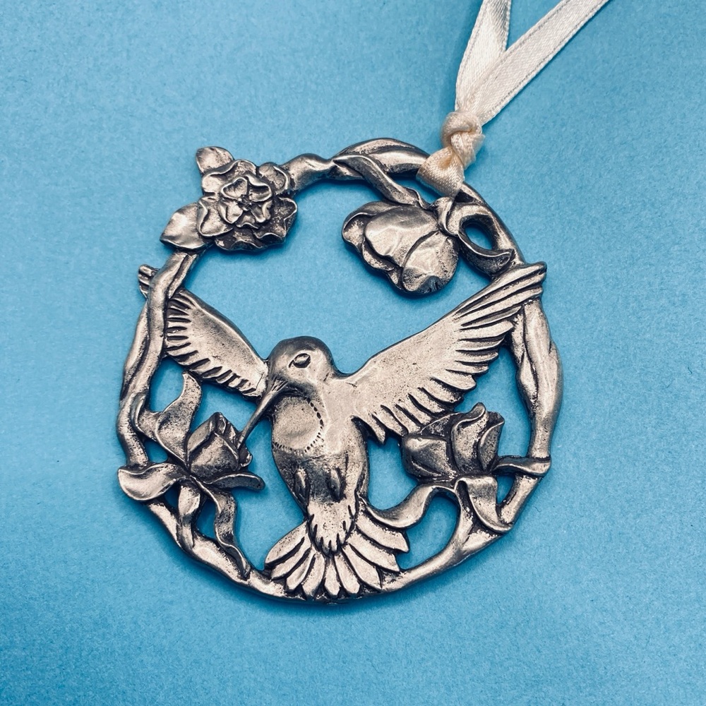 Vintage Pewter Hummingbird Double Sided Hanging By SEAGULL PEWTER Canada 1999